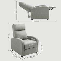 HOMCOM 135√Ç¬∞ Push Back Recliner Armchair, with Footrest - Grey