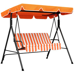 Outsunny Three-Seater Garden Swing Chair, with Adjustable Canopy - Orange Stripe