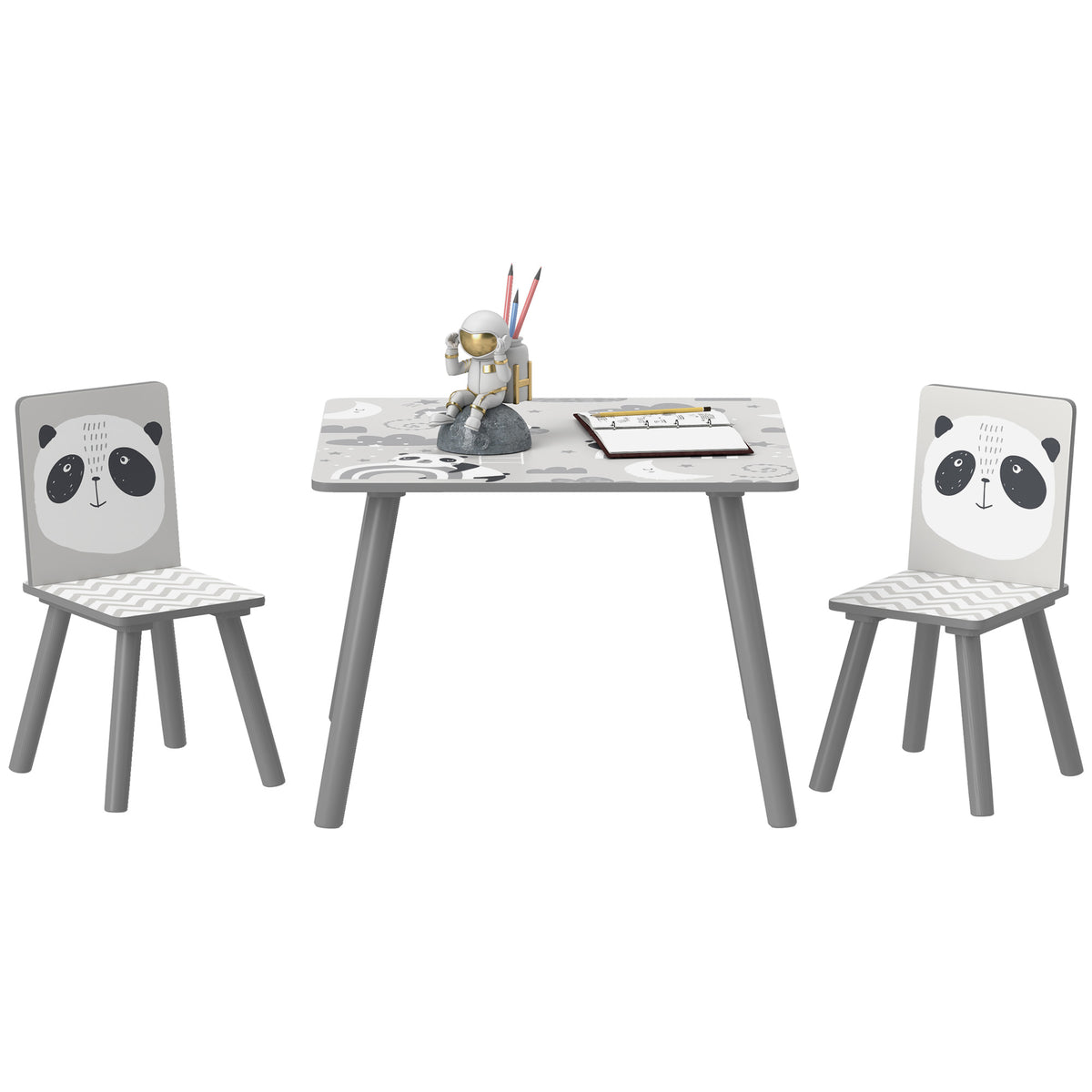 ZONEKIZ Kids Table and Chair Set, Toddler Table with 2 Chairs, Toddler Furniture Set, for Ages 3-8 Years - Grey