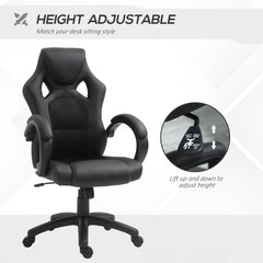 Vinsetto High-Back Office Chair Faux Leather Swivel Computer Desk Chair for Home Office with Wheels Armrests Black