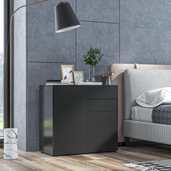 HOMCOM High Gloss Frame Sideboard, Side Cabinet, Push-Open Design with 2 Drawer for Living Room, Bedroom, Black