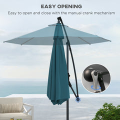 Outsunny 3m Offset Cantilever Parasol Umbrella, with Cross Base - Blue