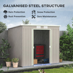 Outsunny 7 x 4ft Galvanised Steel Garden Shed, with Foundation Kit - Grey