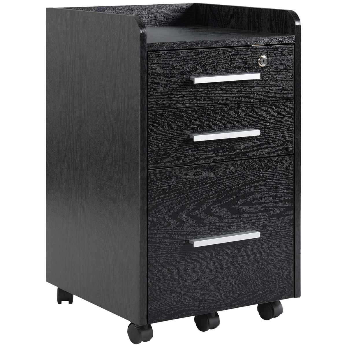 HOMCOM Three-Drawer Lockable Filing Cabinet - Black