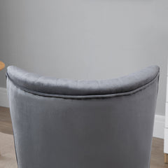 HOMCOM Velvet Accent Chair Occasional Tub Seat Padding Curved Back with Wood Frame Legs Home Furniture Set of 2 Grey