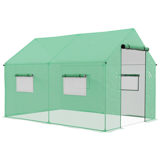 Outsunny Polyethylene Walk-in Polytunnel Greenhouse, 2 x 3(m), Green