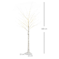 HOMCOM 6ft Artificial White Birch Tree Light with Warm White Pre-Lit LED Light for Indoor and Covered Outdoor Use