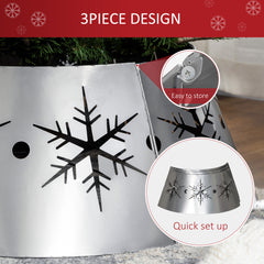 HOMCOM Christmas Tree Collar, 66cm Christmas Tree Base Cover with Hollow Snowflake Patterns, Xmas Decoration for Party, Holiday, Home, Silver