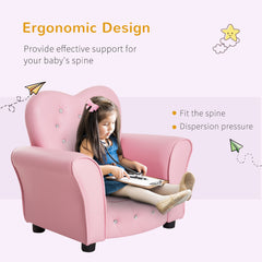 HOMCOM Kids Armchair Toddler Chair Seating Relax Playroom Seater Girl Princess Pink