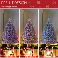 HOMCOM 2.5FT Prelit Artificial Tabletop Christmas Tree with Fibre Optics Holiday Home Xmas Decoration for Table and Desk, White