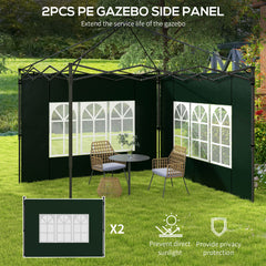 Outsunny Set of Two 3 x 3m Gazebo Frame Replacement Walls - Green