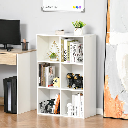 HOMCOM Six-Cube Bookcase - White Wood Effect