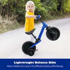 4-in-1 Kids Training Balance Bike with Training Wheels-Blue