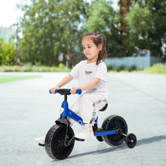 4-in-1 Kids Training Balance Bike with Training Wheels-Blue