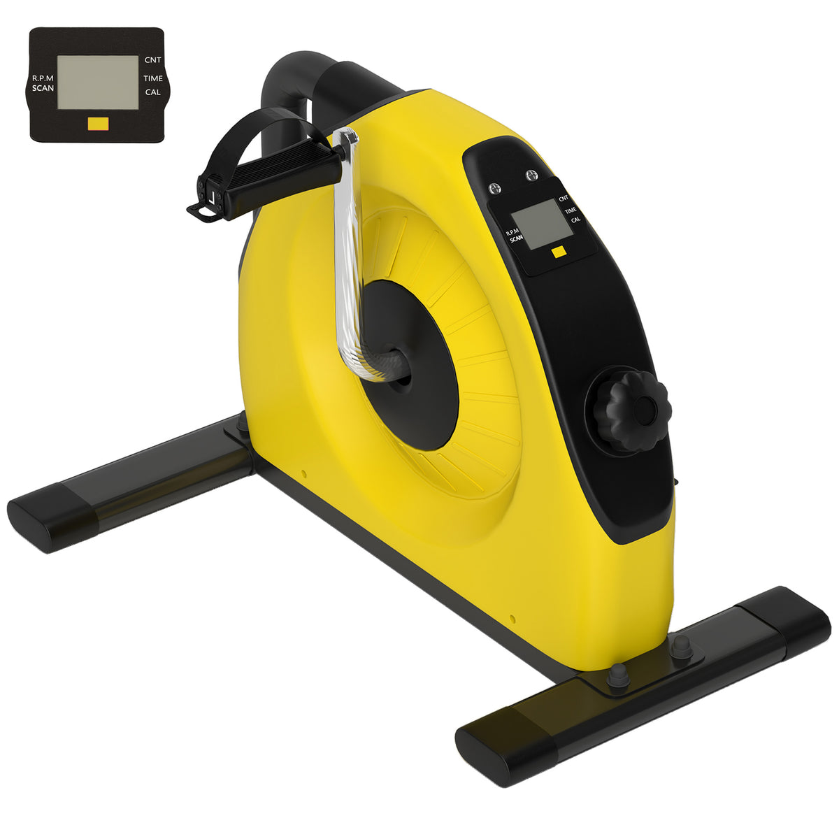 SPORTNOW Mini Exercise Bike, Portable Pedal Exerciser with LCD Display for Legs, Arms, Rehabilitation, Therapy, Yellow