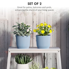 Outsunny Set of Two √ê¬§22cm Planters - Blue