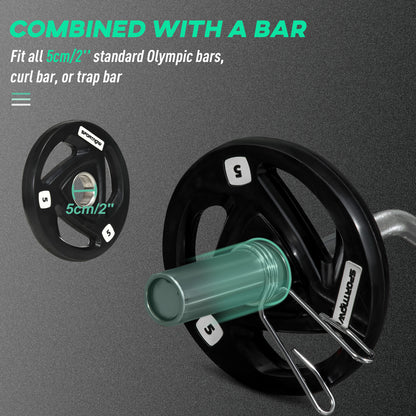 SPORTNOW Two 5kg Olympic Weight Plates, Tri-Grip Rubber-Coated Barbell Weights, with 5cm Holes, for Home, Gym, Office