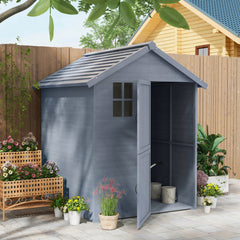 Outsunny 6 x 6.5ft Wooden Garden Shed, with Floor - Grey