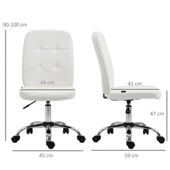 Vinsetto Armless Faux Leather Office Chair - White