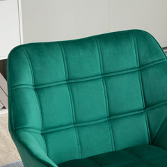 HOMCOM Accent Chair, Arm Chair with Wide Arms, Slanted Back, Thick Padding and Rubber Wooden Legs for Living Room, Green