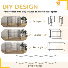 PawHut 8 Panel DIY Dog Pen with Door, for Dogs, Small Animals, Indoor/Outdoor Use, 91cm High