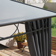 جناح حديقة من Outsunny Hardtop Gazebo مع سقف من البولي كربونات المقاوم للأشعة فوق البنفسجية، وستائر، وإطار من الفولاذ والألومنيوم، 3 × 4 أمتار، باللون الرمادي