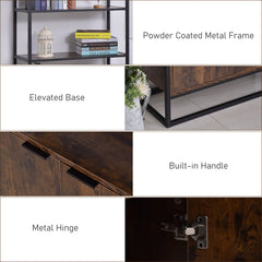 HOMCOM Industrial Bookshelf, Storage Shelf, Large Bookcase with 3 Open Shelves, Multifunctional Rack for Living Room, Office, Rustic Brown and Black