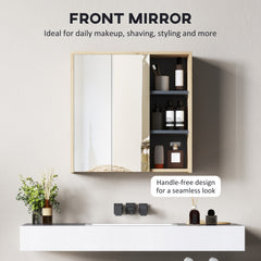 HOMCOM Five-Shelf Mirrored Bathroom Cabinet - Wood-Effect