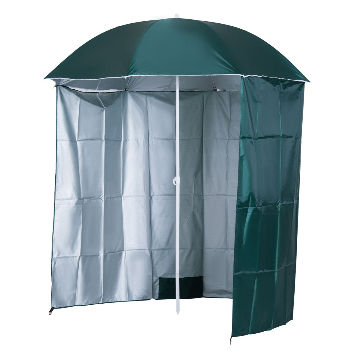 Outsunny 88" Arc 2.2M Fishing Umbrella Beach Parasol with Sides Brolly Shelter Canopy Shade with FREE Carry Bag Green