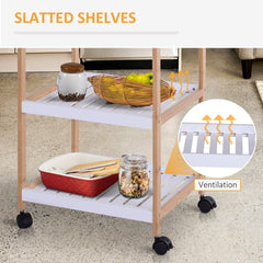 HOMCOM 3-Tier Mobile Kitchen Trolley Cart Storage Shelves Rack Rolling Wheels White 46 x 35 x 74.5 cm