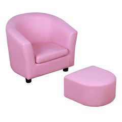 HOMCOM Kids Toddler Sofa Children's Armchair Footstool with Thick Padding, Anti-skid Foot Pads, 30 x 28 x 21cm, Pink