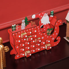 HOMCOM 24-Drawer Reusable Santa Sleigh Christmas Advent Calendar