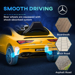 AIYAPLAY Mercedes-Benz AMG CLA 45 Licensed 12V Kids Electric Car Ride on Car w/ Remote, Suspension Lights Music Horn - Yellow