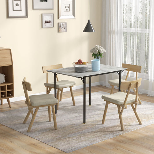 HOMCOM Four-Person Drop Leaf Dining Table - Grey