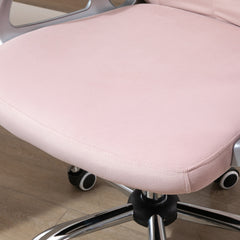 Vinsetto Office Chair, Swivel Desk Chair, Velvet Vanity Chair with Adjustable Height and Rolling Wheels for Home Work Study, Pink