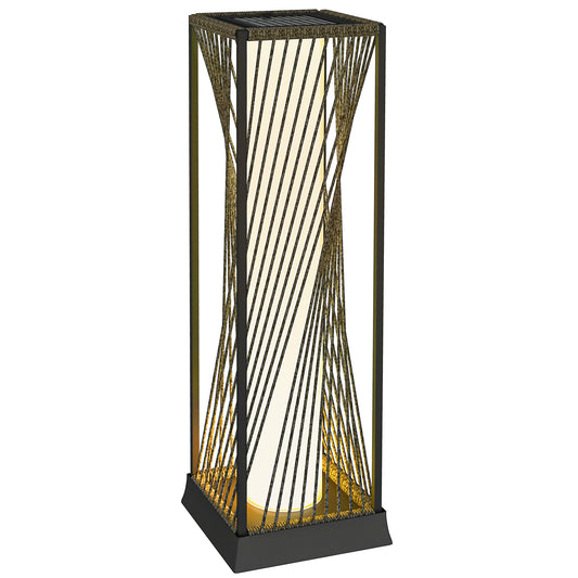 Outsunny Garden Rattan Lamp, 77 cm Tall Solar Rattan Floor Lamp, Solar Garden Light with Auto On/Off LED Lights, IP44 Waterproof for Outdoor, Porch, Pathway, Deck, Grey