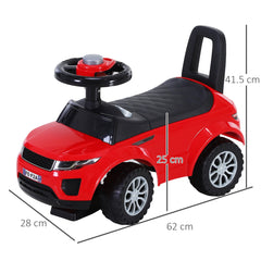 HOMCOM 3-in-1 Ride On Car Foot To Floor Slider Toddler w/ Horn Steering Wheel NO POWER Manual Under Seat Storage Safe Design for 1-3 Year Old Red