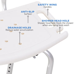 HOMCOM Bath Chair Shower Stool Safety Seat Bathroom Adjustable Positions Elderly Aids