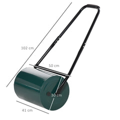 Outsunny 30 L Heavy Duty Water Or Sand Filled 30cm Garden Steel Lawn Roller Drum - Dark Green