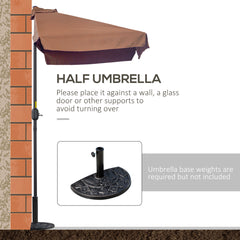 Outsunny 2.3m Half-Square Parasol, for Balconies and Walls - Brown