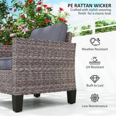 Outsunny Single Rattan Armchair, with Cushions - Mixed Grey