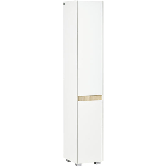 kleankin Tall Bathroom Cabinet with Adjustable Shelves, 5-Tier Modern Freestanding Tallboy with Storage Cabinets, White