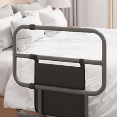 HOMCOM Folding Bed Rail for Elderly Adults, Bed Assist Rail with Storage Pocket for Disabled, Pregnant, Black