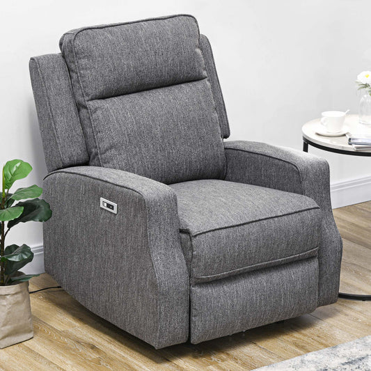 HOMCOM 150√Ç¬∞ Electric Reclining Chair, with USB port and Footrest - Charcoal Grey