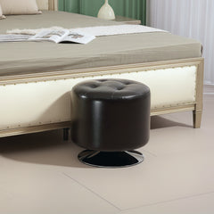 HOMCOM 360√Ç¬∞ Swivel Foot Stool Round PU Footstool with Thick Sponge Padding and Solid Steel Base, Brown