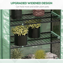 Outsunny 5 Tier Widened Mini Greenhouse with Reinforced PE Cover, Portable Indoor Outdoor Green House with Roll-up Door and Wire Shelves, 193H x 90W x 49Dcm, Green