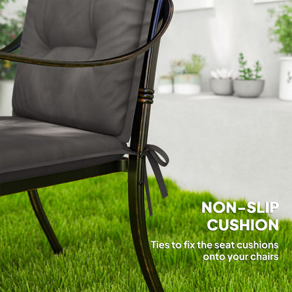 Outsunny Set of Four Padded Garden Seat Cushions - Charcoal Grey