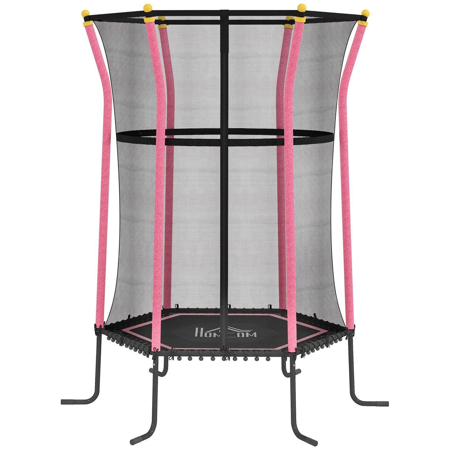 HOMCOM Kids Trampoline Mini Bouncer with Enclosure Safety Net For Ages 3-10 Years - Pink