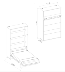 سرير حائط عمودي BC-02 مقاس 120 سم