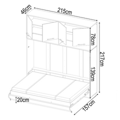 CP-05 Horizontal Wall Bed Concept Pro 120cm with Over Bed Unit